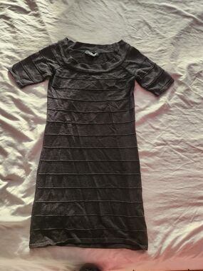 Forever 21 Black Ribbed Midi Dress